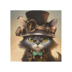 Steampunk Kitten Wood Wall Art