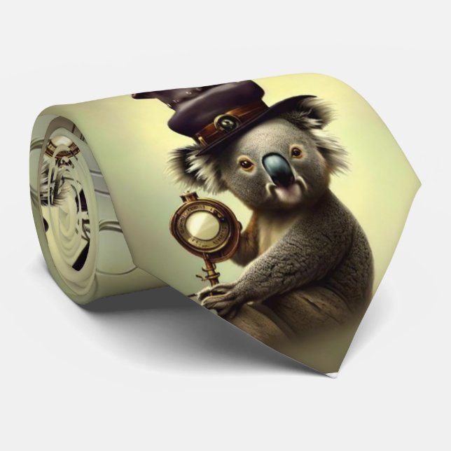 Steampunk Koala of Many Hats Neck Tie (Rolled)
