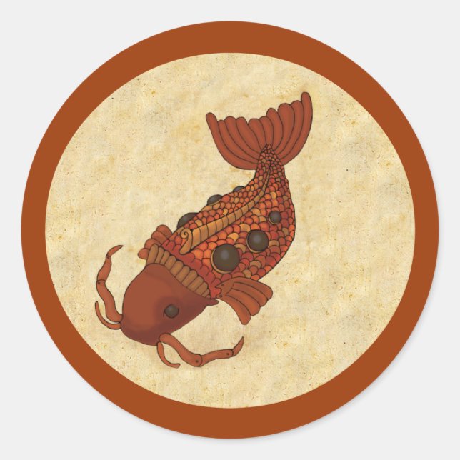 Steampunk Koi Classic Round Sticker (Front)