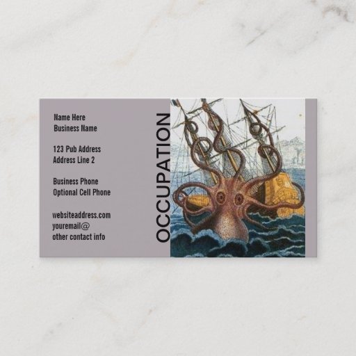 Customizable Steampunk Kraken Giant Octopus Nautical Business Cards