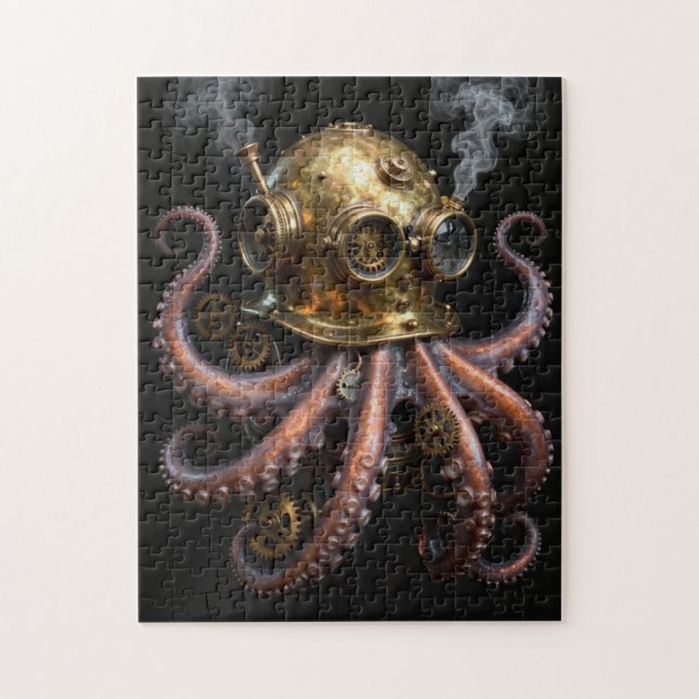 Steampunk Kraken Octopus Diving Helmet Jigsaw Puzz Puzzle (Vertical)