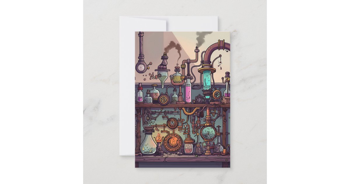 Steampunk Laboratory Thank You Card | Zazzle