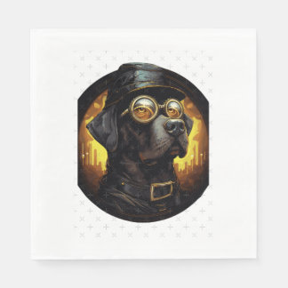 Steampunk Labrador Dog in Cartoon Aviator Style Es Napkins