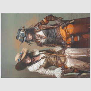 Steampunk Ladies Duo Gears and Grooves Decoupage Tissue Paper