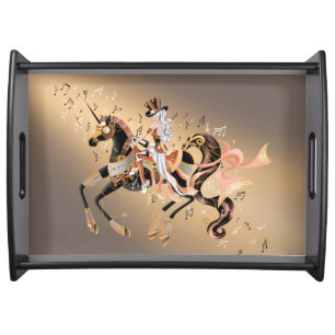 Steampunk Lady and Horse Serving Tray