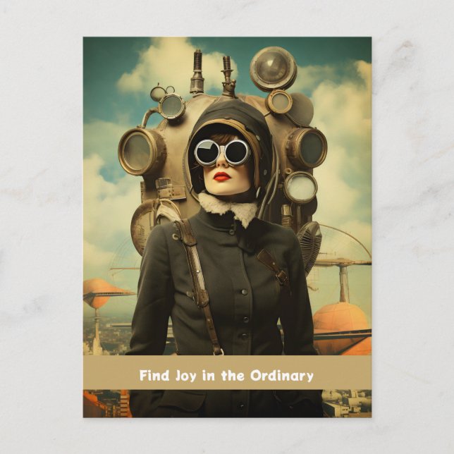 Steampunk Lady Find Joy in the Ordinary Postcard (Front)