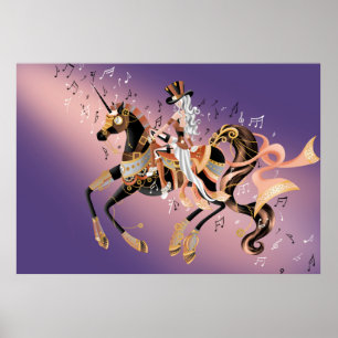 Steampunk Lady & Mechanical Horse  Poster