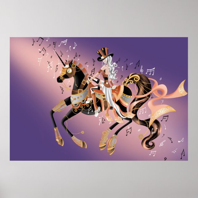 Steampunk Lady & Mechanical Horse  Poster (Front)