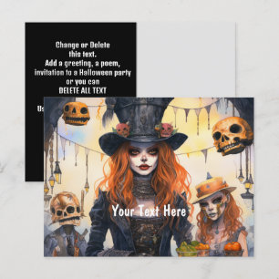 Steampunk Lady Skulls Party Invitation Postcard