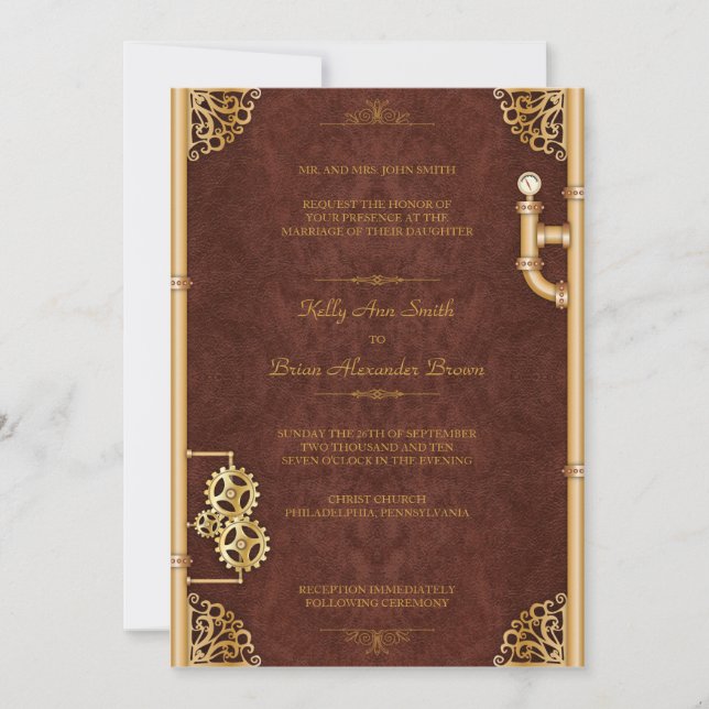 Steampunk Large Rectangular Invitation (Front)