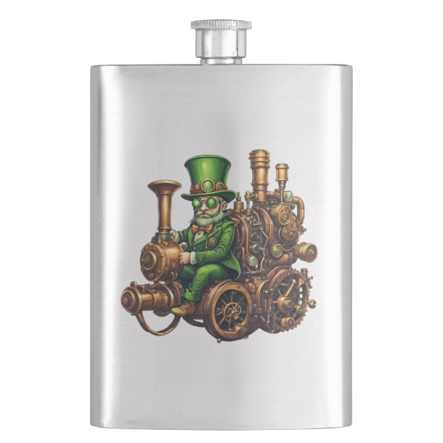 Steampunk Leprechaun  Flask (Front)