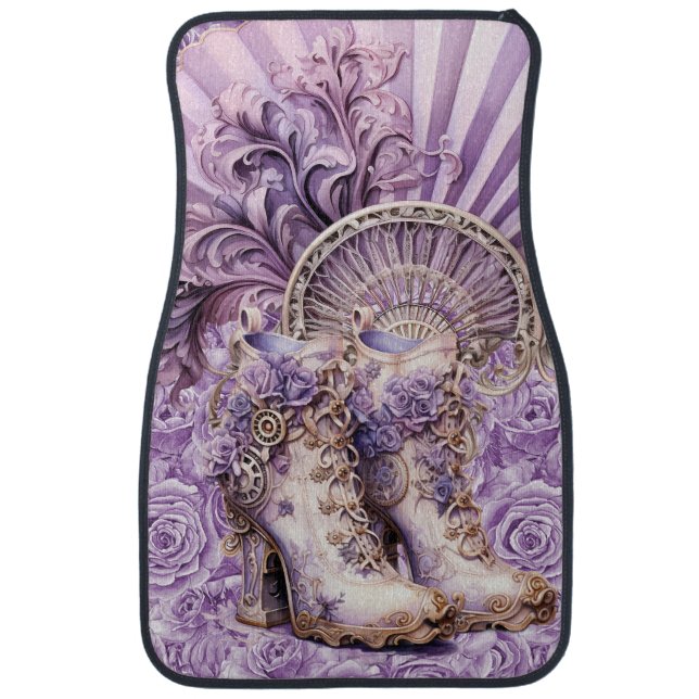 Steampunk Lilac Fan and Boots Front Car Mats (Front)