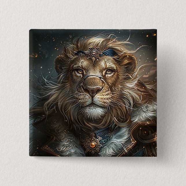 Steampunk Lion Button (Front)