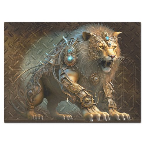 Steampunk Lion Decoupage Tissue Paper