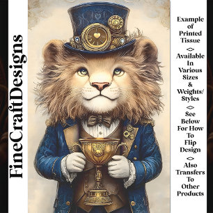 Steampunk Lion & Gold Trophy AS3 Decoupage Tissue Paper