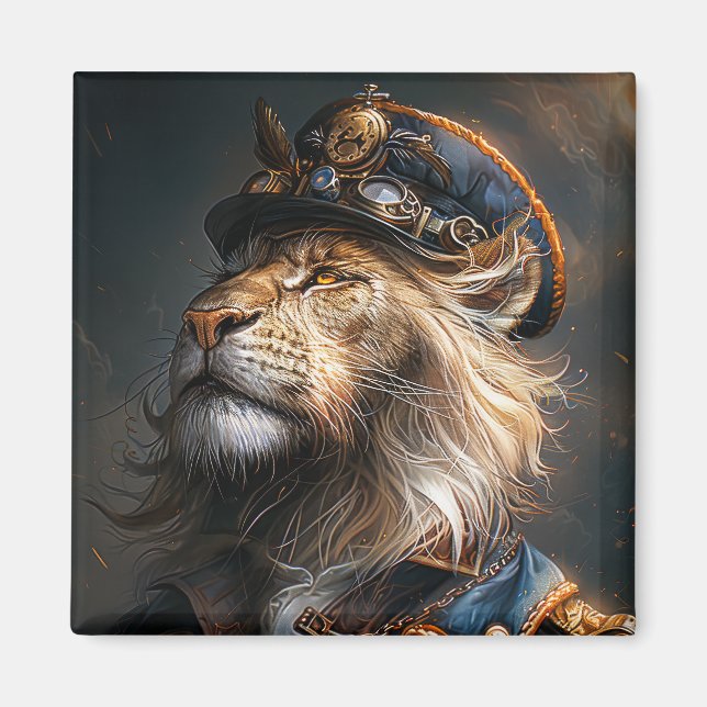 Steampunk Lion Magnet (Front)