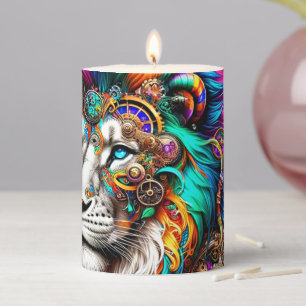 Steampunk Lion Pillar Candle