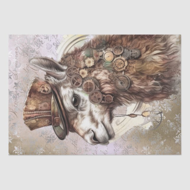 Steampunk Llama Tissue Paper (Front)