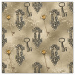Steampunk Lock and Key Gold | Vintage Decoupage Fabric