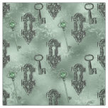 Steampunk Lock and Key Green | Vintage Decoupage Fabric