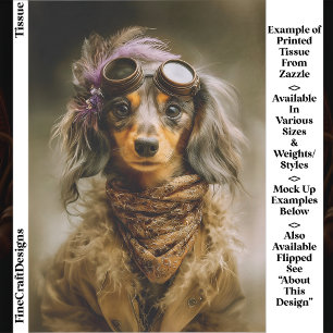 Steampunk Long Haired Dachshund Dog EP8L Decoupage Tissue Paper