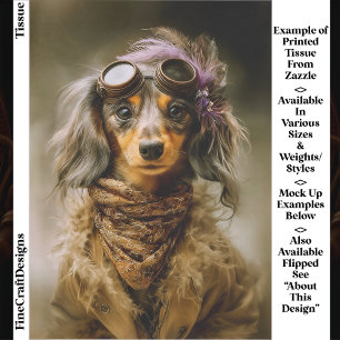 Steampunk Long Haired Dachshund Dog EP8R Decoupage Tissue Paper