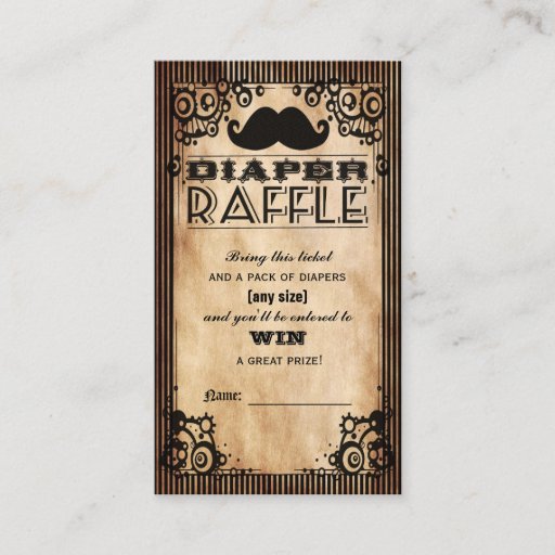 Customizable Steampunk Look Baby Boy Diaper Raffle Ticket Business Card