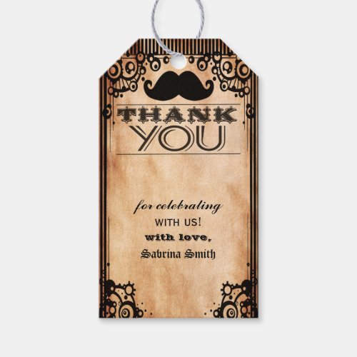 Steampunk Look Baby Boy Thank You Gift Tags