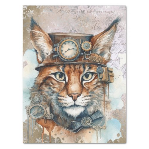 Steampunk Lynx Cat Tissue Paper