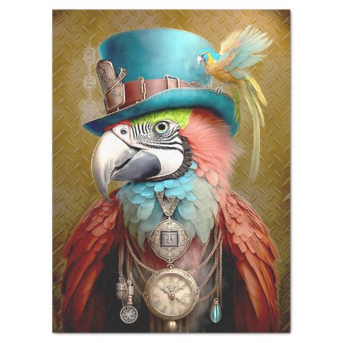 Steampunk Macaw Decoupage Tissue Paper