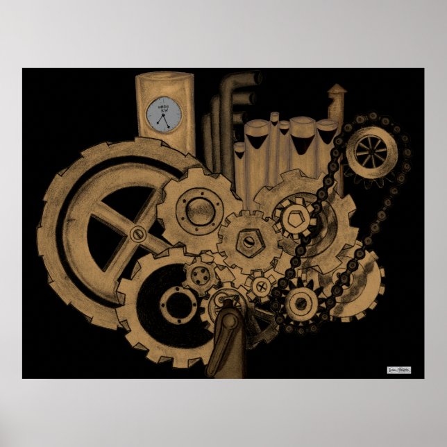 Steampunk Machinery (Brassy) Poster (Front)