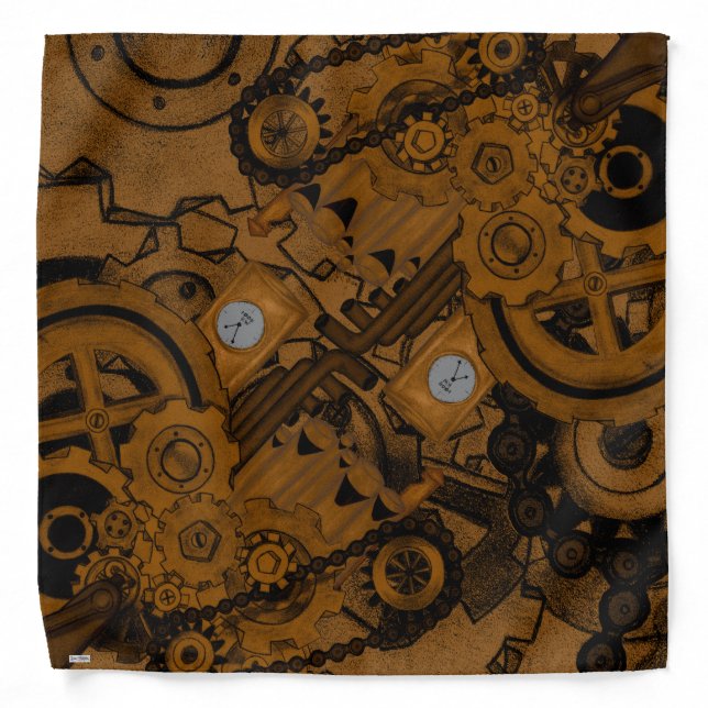 Steampunk Machinery (Copper) Bandana (Front)
