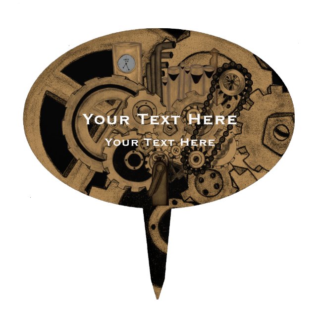 Steampunk Machinery (Copper) Cake Topper (Front)