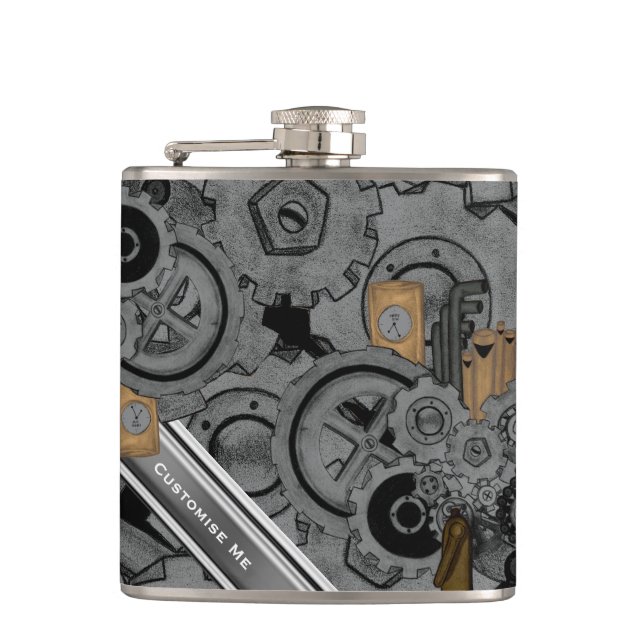 Steampunk Machinery (Full Colour) Flask (Front)