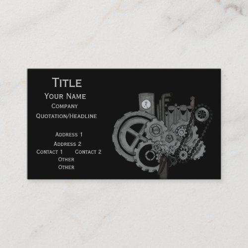Steampunk Machinery (Monochrome) Business Card Templates