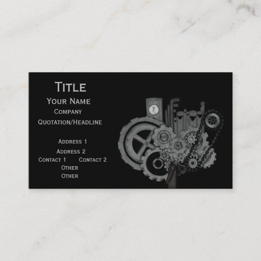 Customizable Steampunk Machinery (Monochrome) Business Card Templates
