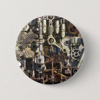 Steampunk machinery pinback button