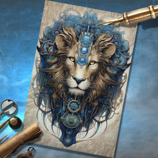Steampunk Male Lion Decoupage Paper (Creator Uploaded)