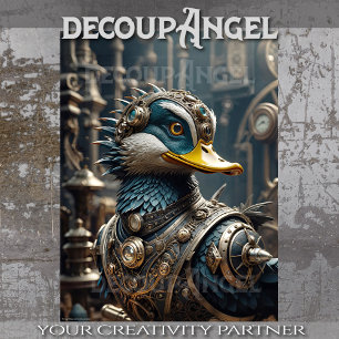 Steampunk Mallard Duck -Decoupage- Tissue Paper