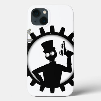 Steampunk Man Holding Gun In Gear iPhone 13 Case