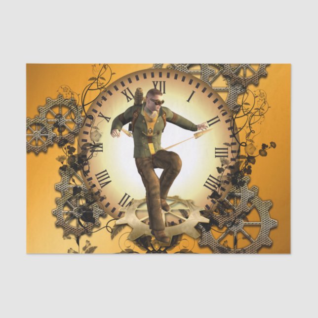 Steampunk, man on a clock tissue paper (Front)
