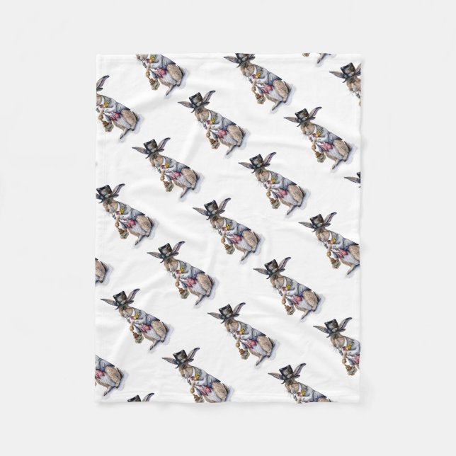 Steampunk March Hare Fleece Blanket (Front)