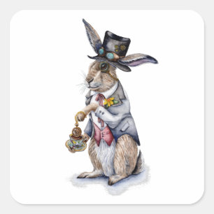 Steampunk March Hare Square Sticker