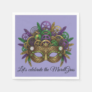 Steampunk Mardi Gras Mask Purple Lavender Napkins