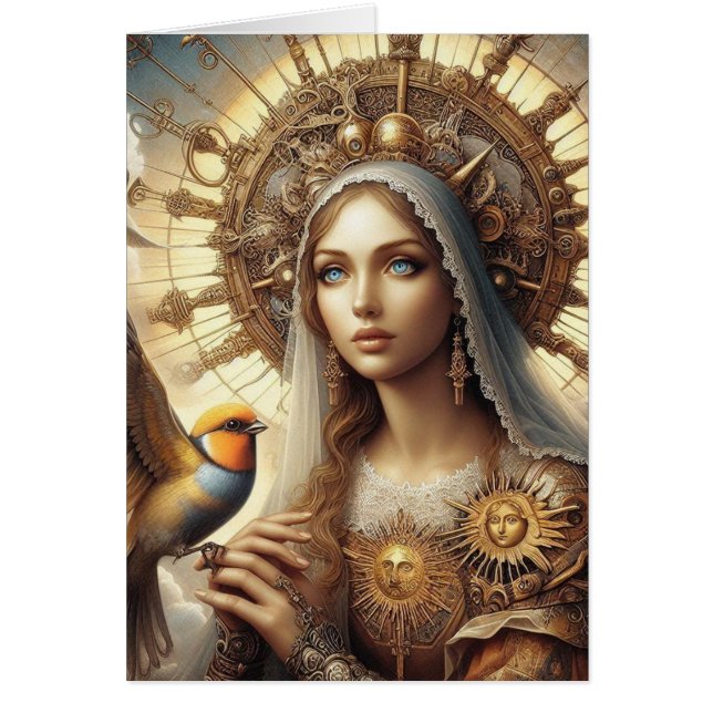 Steampunk Mary and a Bird Cards (Front)