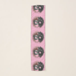 Steampunk Masquerade Mask Pattern Chic Pink Scarf
