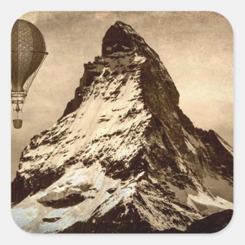 Steampunk Matterhorn Scene Square Sticker