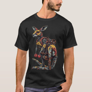 Steampunk Mecha Boxing Kangaroo Graphic - Cyberpun T-Shirt