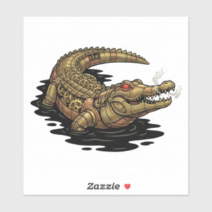Steampunk Mechanical Alligator Clockwork Sticker