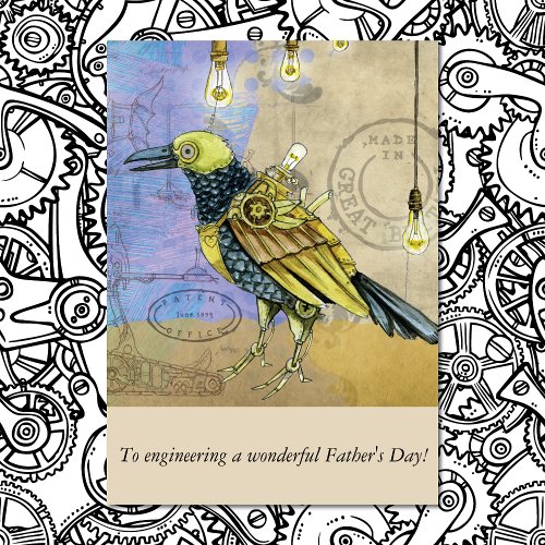 Steampunk Mechanical Bird Engineering Fathers Day Card